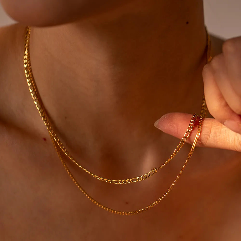 Stainless Steel Double-Layered Necklace - alternate necklace view