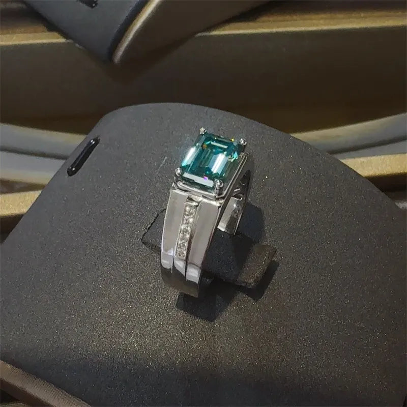 3 Carat Sterling Silver Moissanite Rectangle Ring in Silver - women's ring