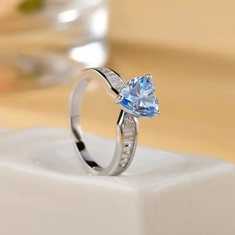 2 Carat Moissanite Sterling Silver Ring in Silver - women's ring