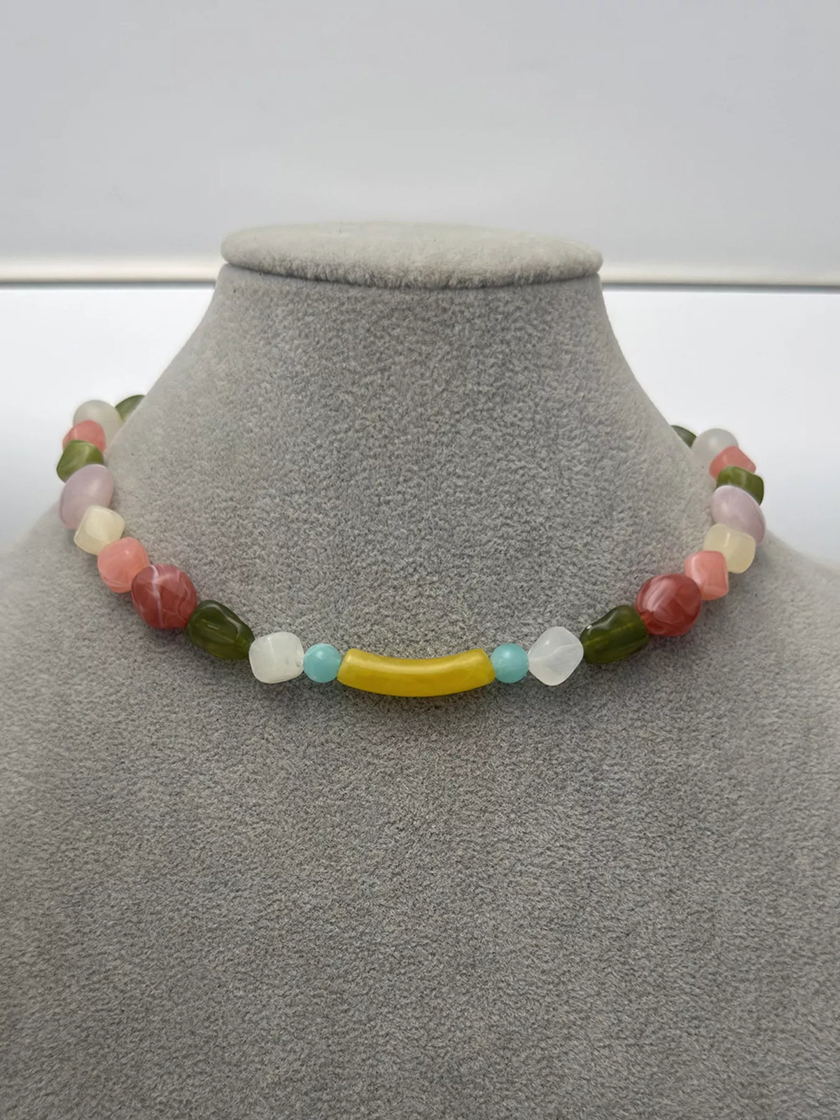Colorful Beaded Choker Necklace - alternate necklace view