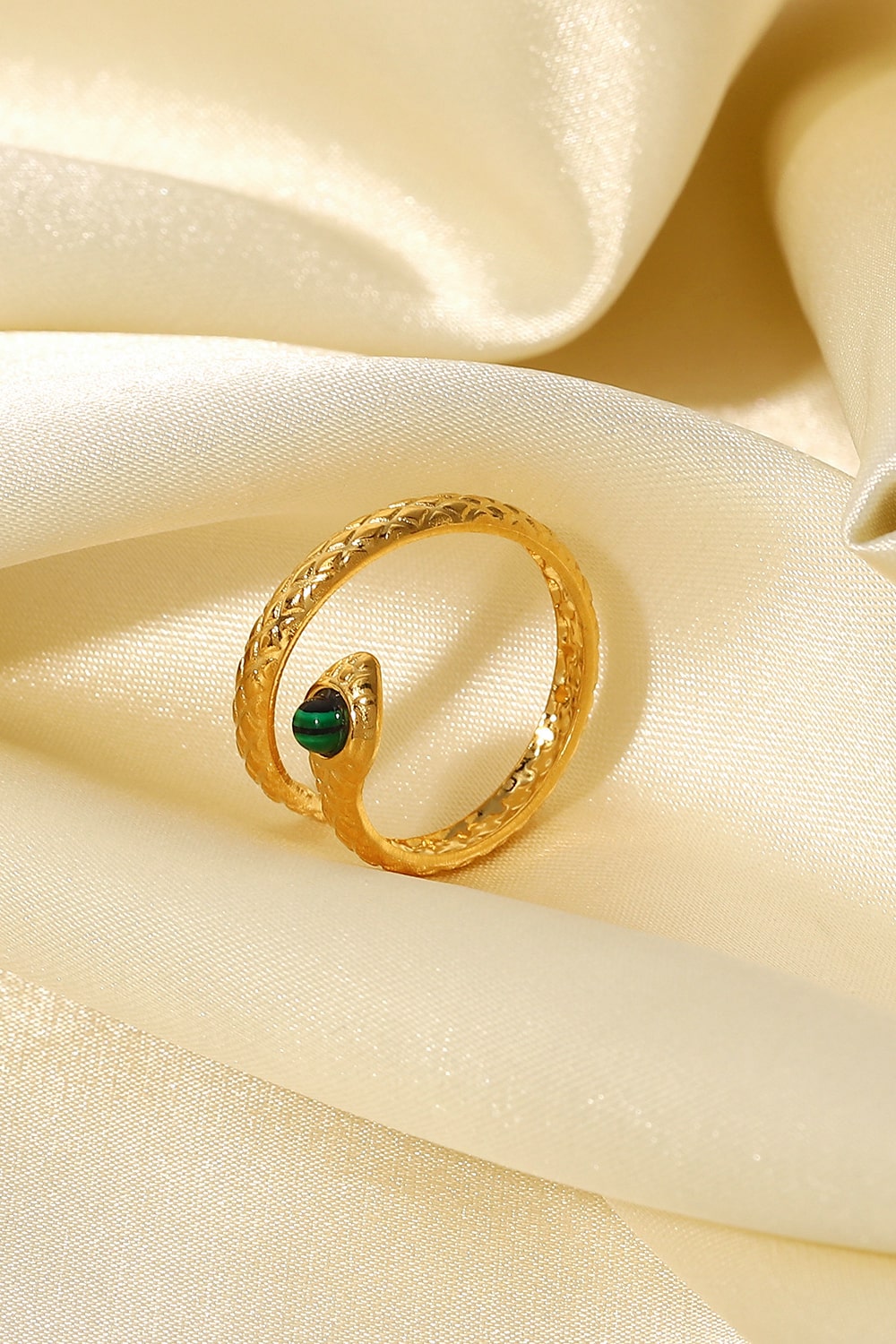 Snake Charmer Malachite Snake-Shaped Bypass Ring - alternate ring view