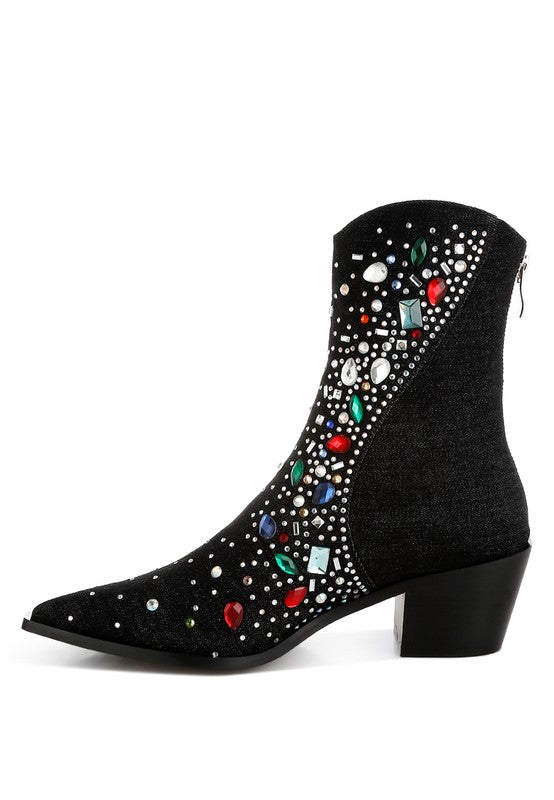 Multi Color Stones Boots