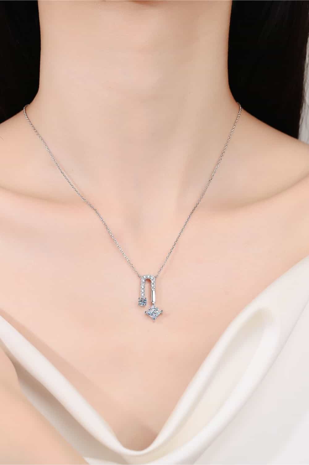 1.3 Carat Moissanite Sterling Silver Necklace - alternate necklace view