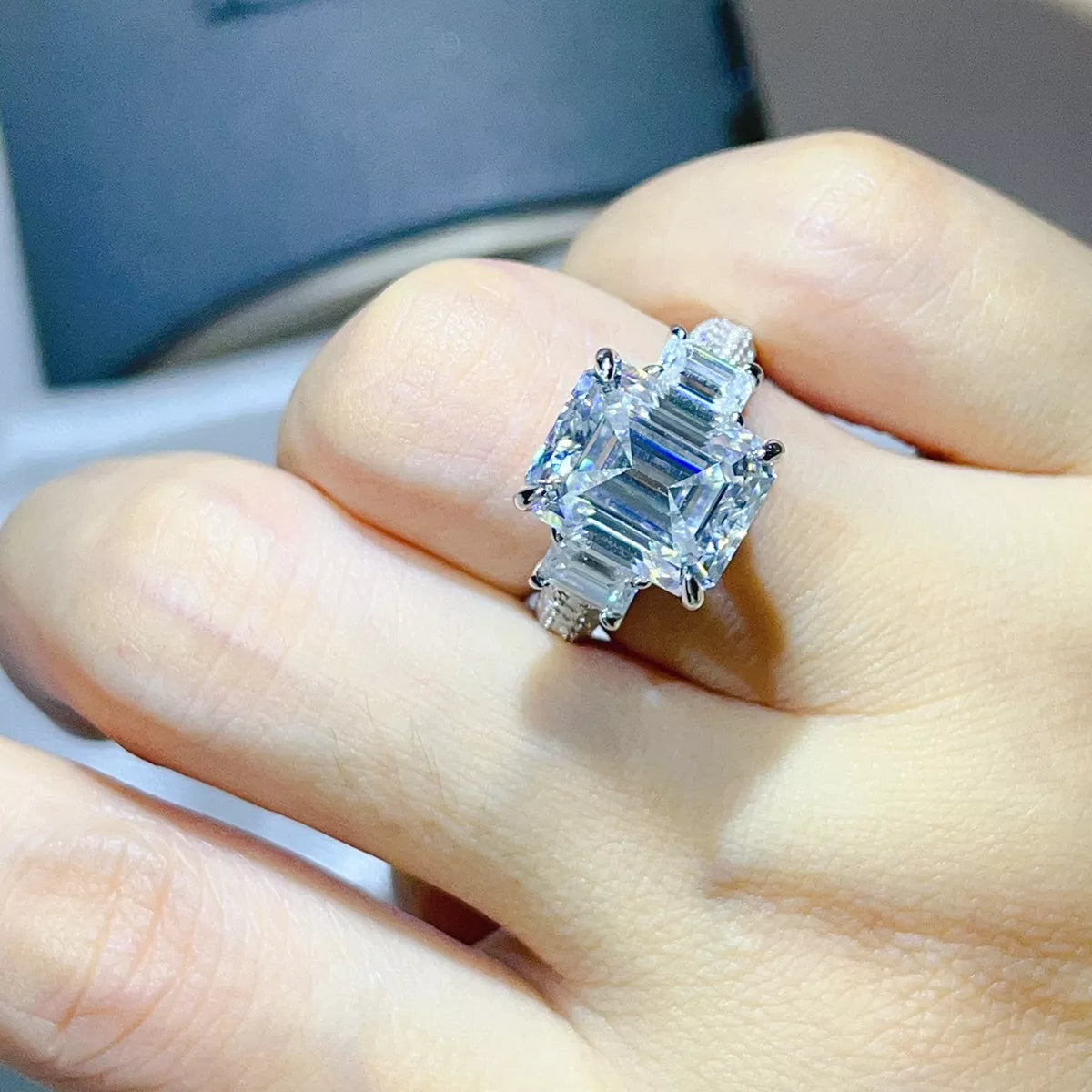 5 Carat Sterling Silver Moissanite Ring in Silver - women's ring