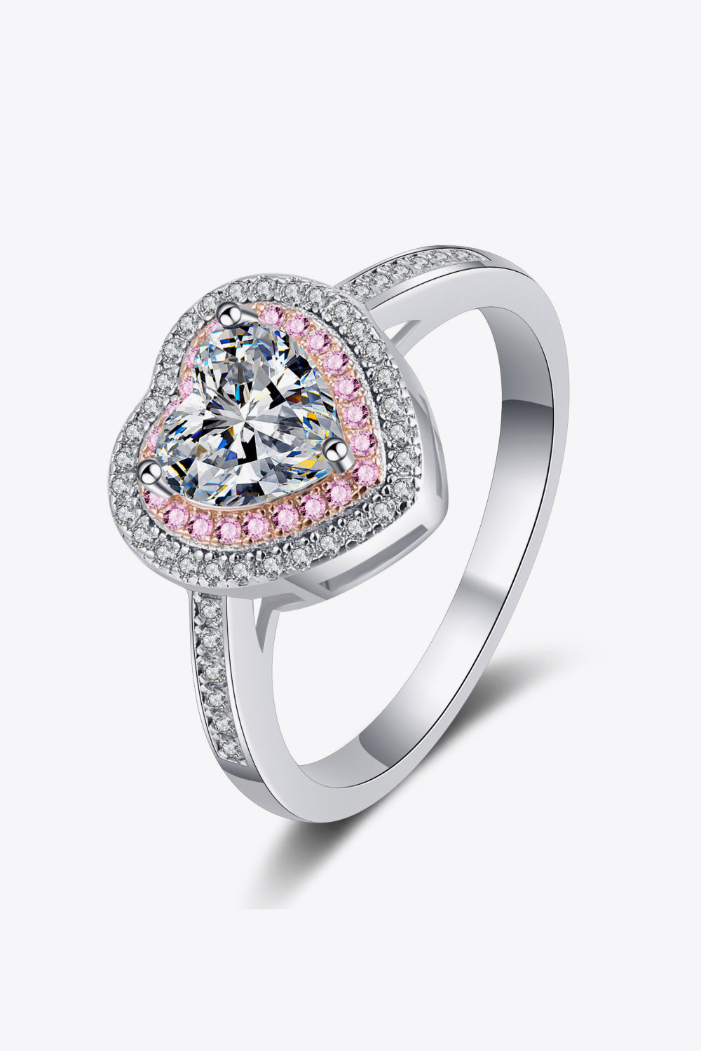 1 Carat Moissanite Heart Sterling Silver Ring in Silver - women's ring