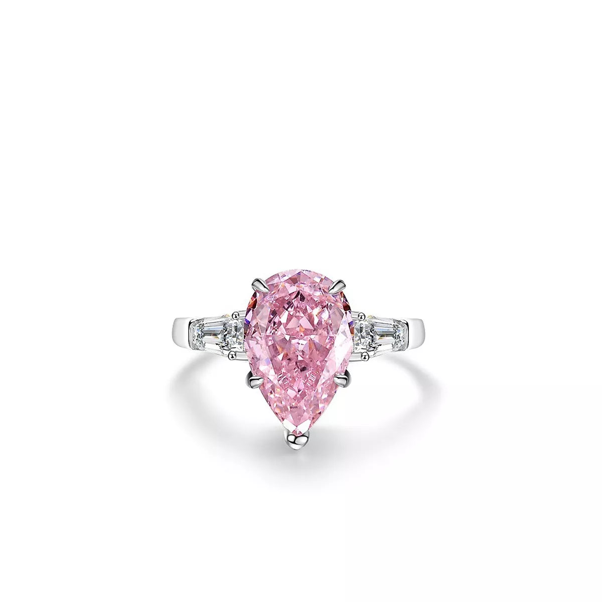 Sterling Silver Zircon Teardrop Ring in Blush Pink - women's ring
