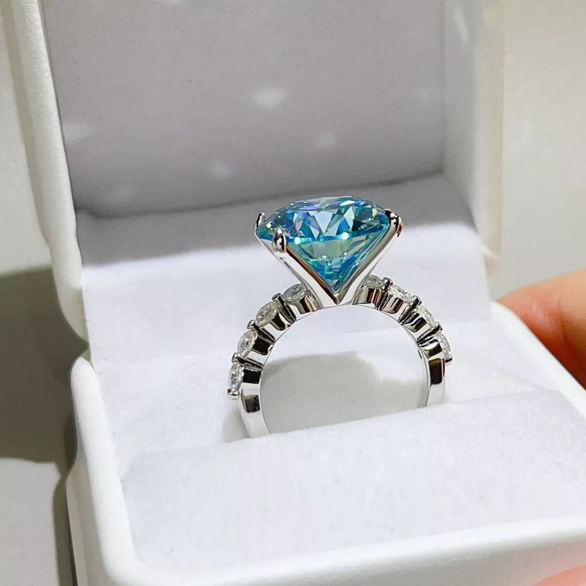 10 Carat Sterling Silver Moissanite Ring - alternate ring view