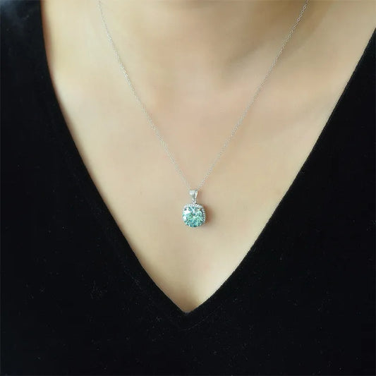 5 Carat Moissanite Sterling Silver Pendant Necklace in Silver - women's pendant necklace