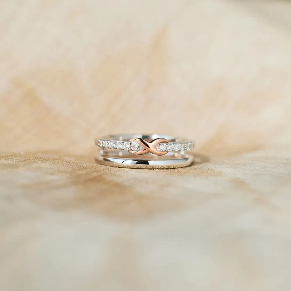 Double-Layered Zircon Sterling Silver Ring - alternate ring view