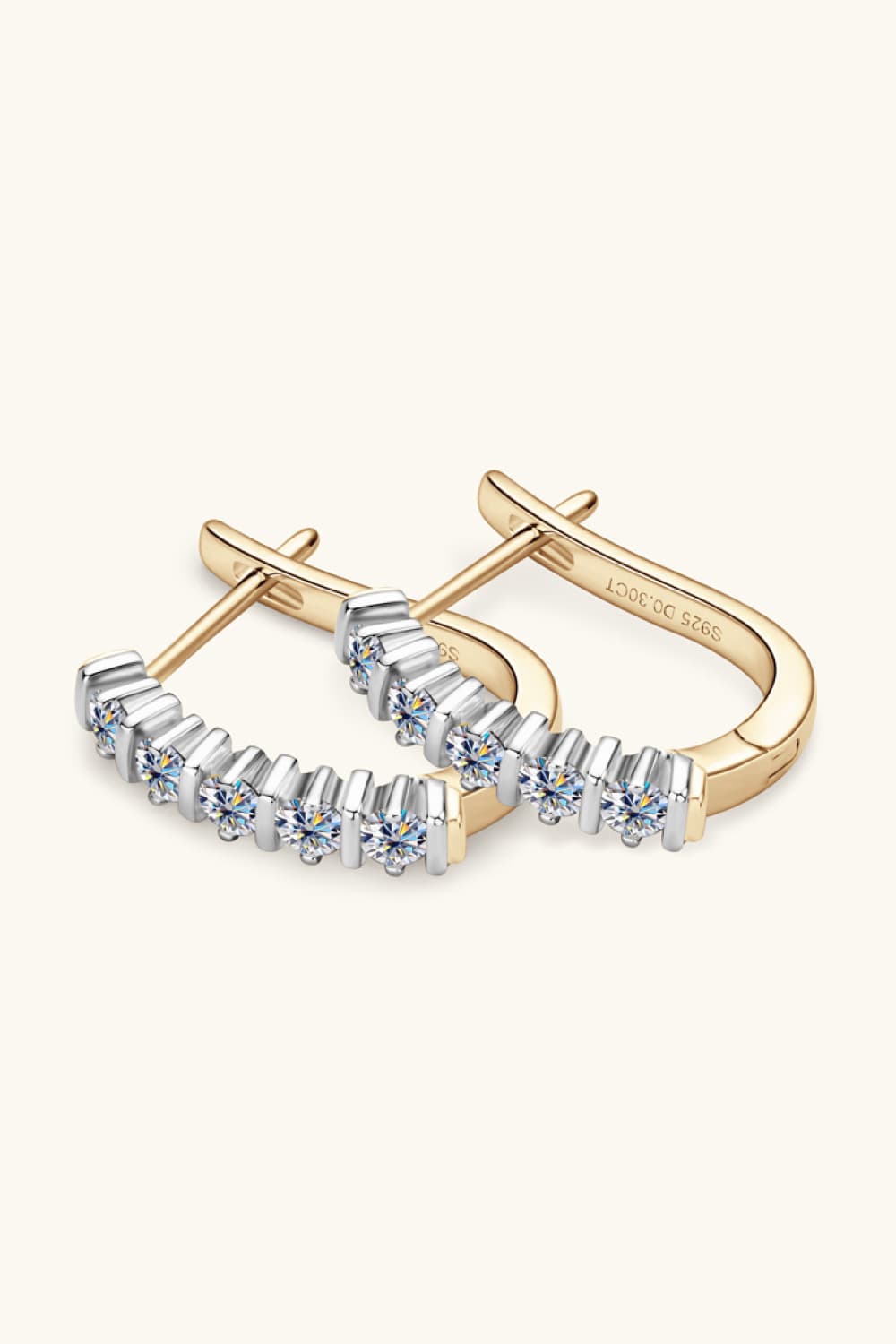 Moissanite Sterling Silver Earrings - alternate earring view
