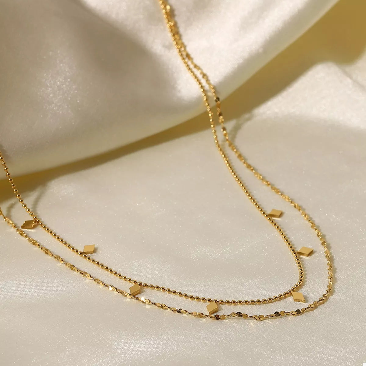 18K Gold-Plated Double Layered Necklace - alternate necklace view