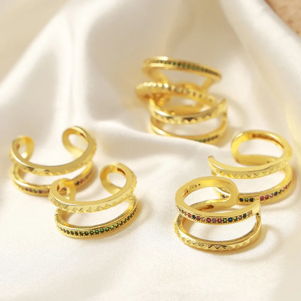 Gold-Plated Czech Diamond Double-Layered Ring - alternate ring view