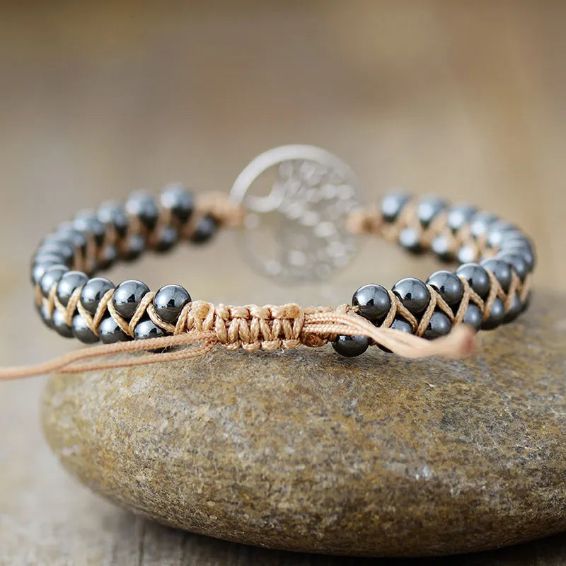 Alloy Natural Stone Braided Bracelet in Gold - women's bracelet