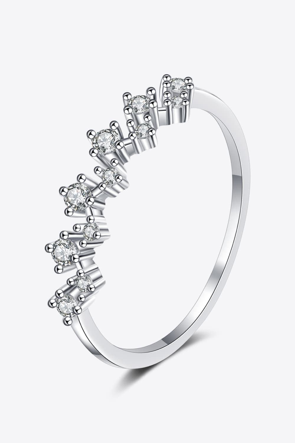 Moissanite Rhodium-Plated Half-Eternity Ring in Silver - women's ring