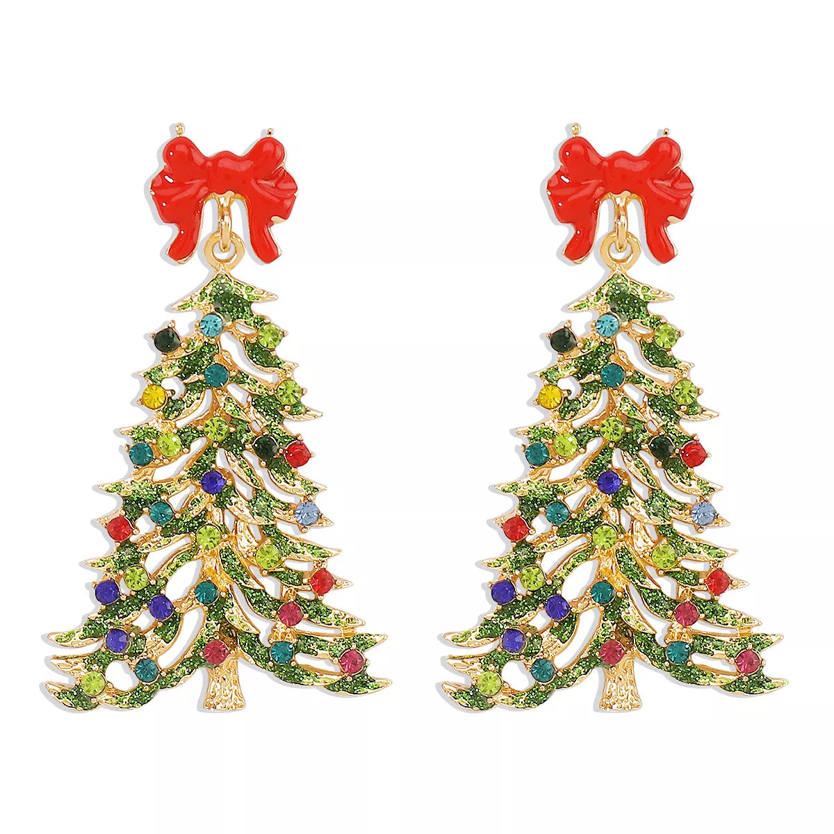 Christmas Tree Dangle Earrings - alternate earring view