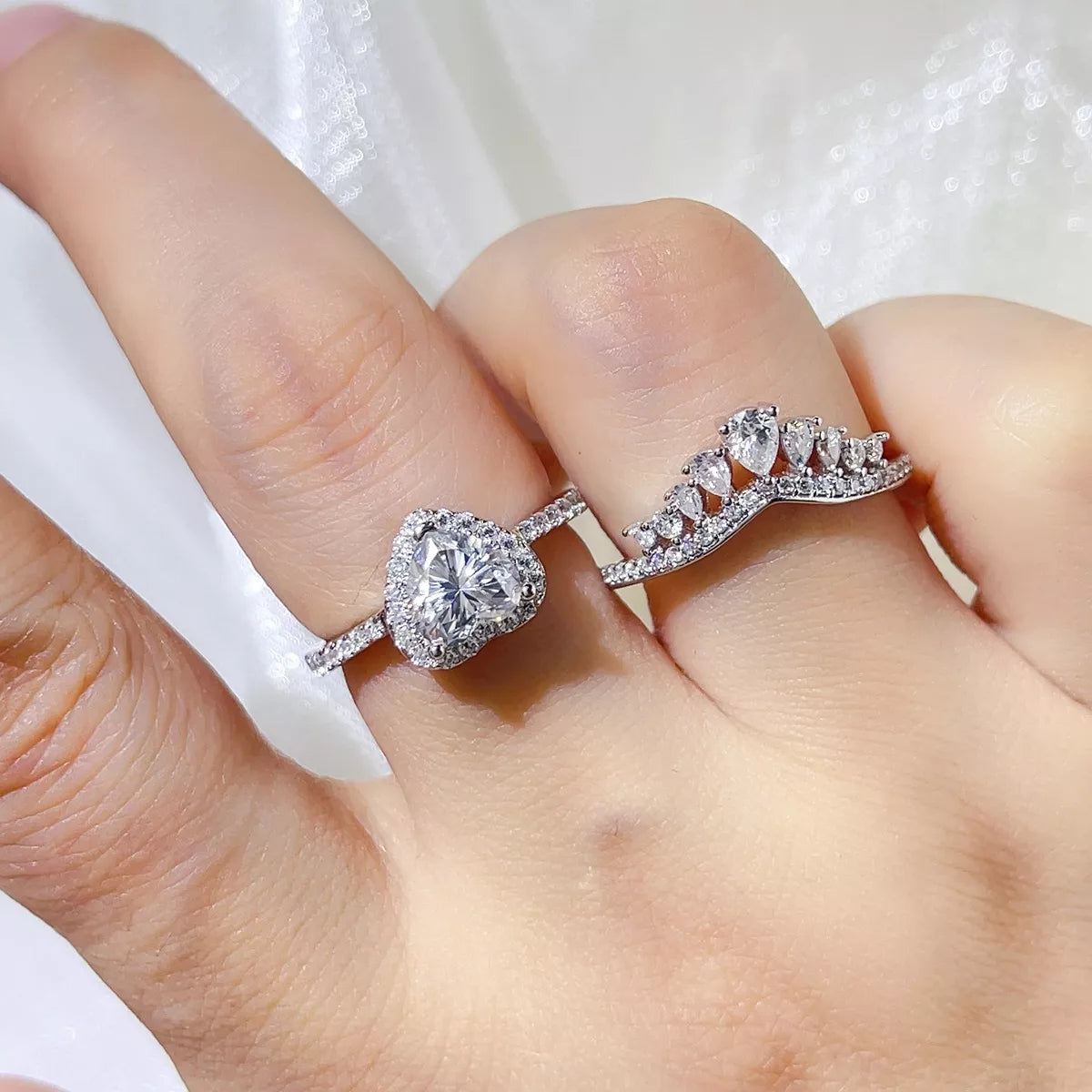 2 Carat Sterling Silver Moissanite Ring Set in Silver - women's ring
