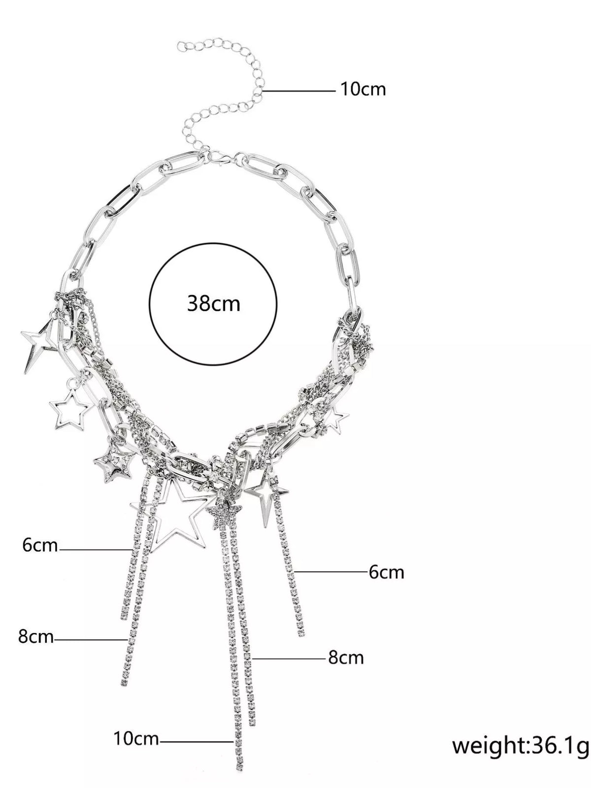 Chunky Chain Star Tassel Necklace - alternate necklace view