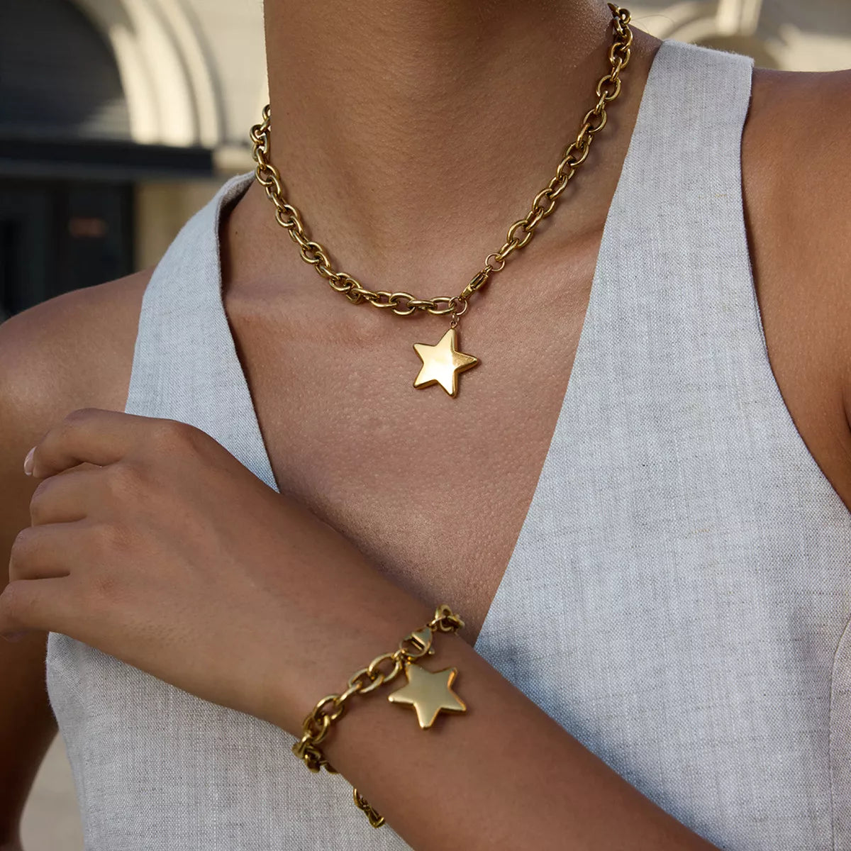 18K Gold-Plated Star Necklace - alternate necklace view