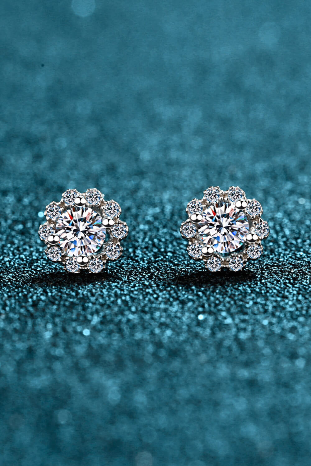 Moissanite Floral-Shaped Stud Earrings - alternate earring view