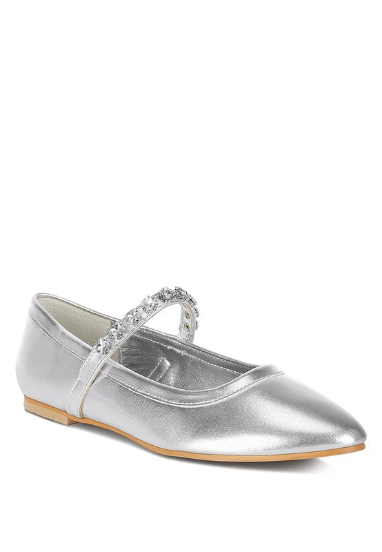 Diamante Metallic Ballerinas