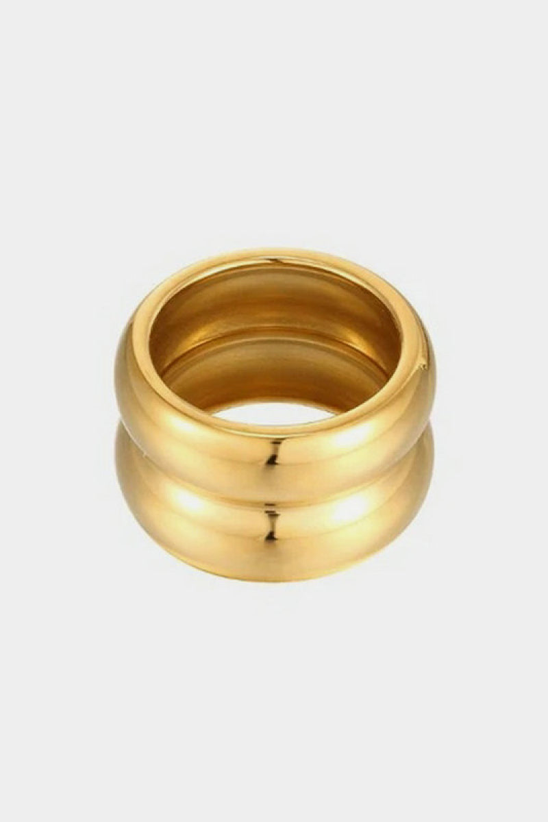 Gold Double Ridge Ring - alternate ring view