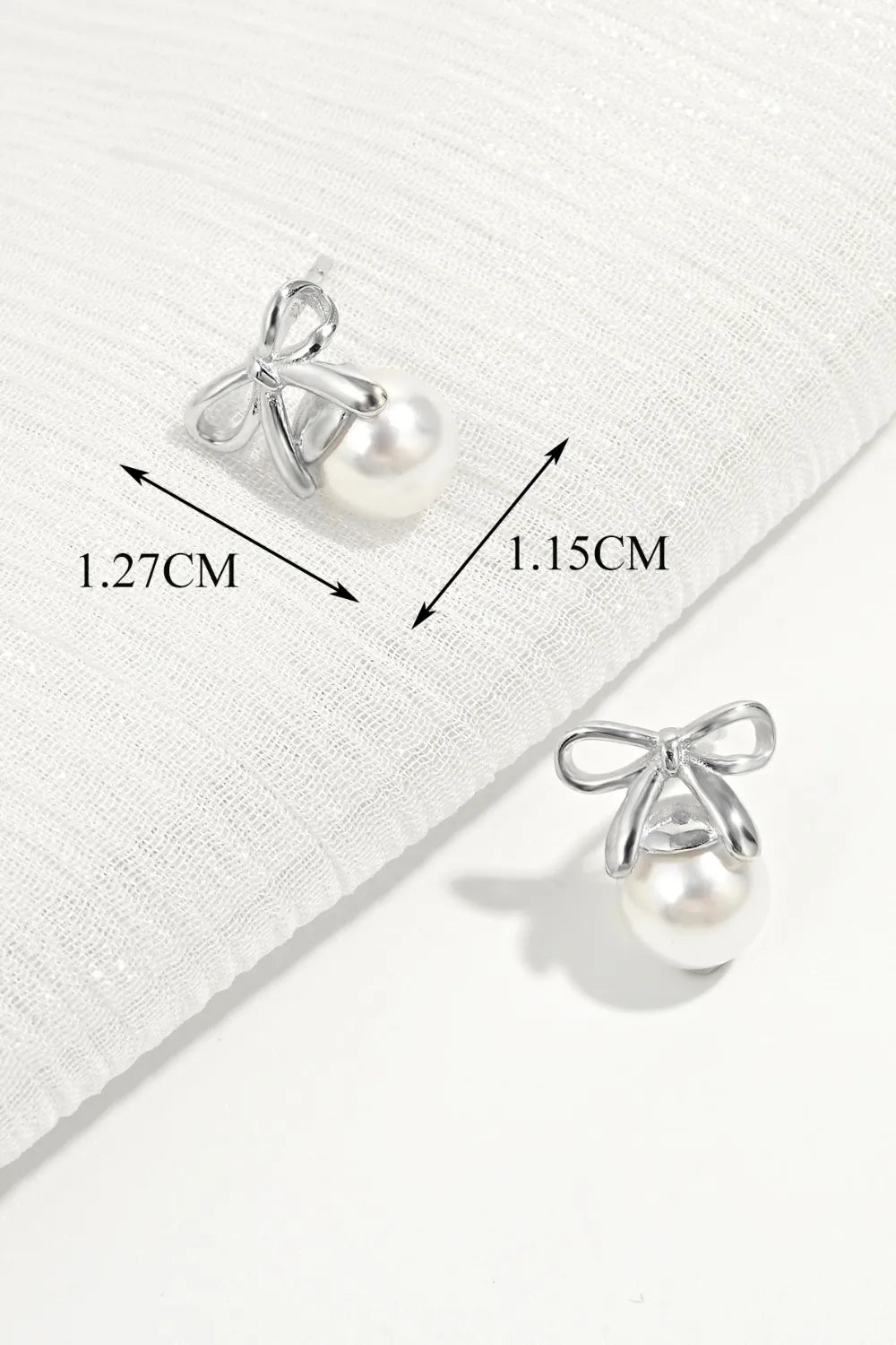 Sterling Silver Pearl Bow Earrings - alternate earring view