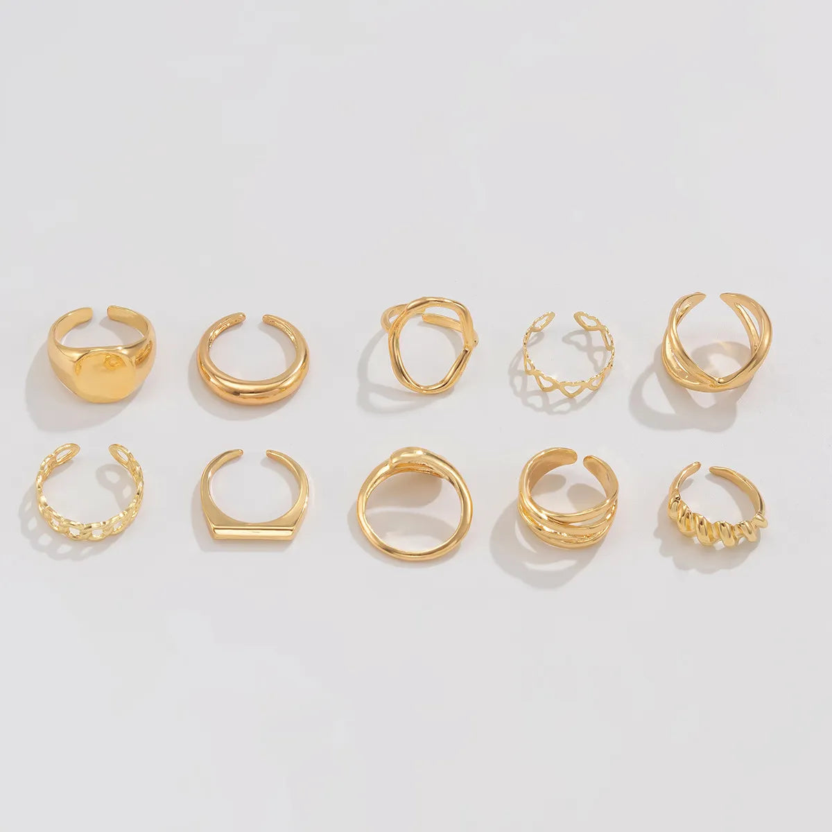 10-Piece Alloy Geometric Ring - alternate ring view