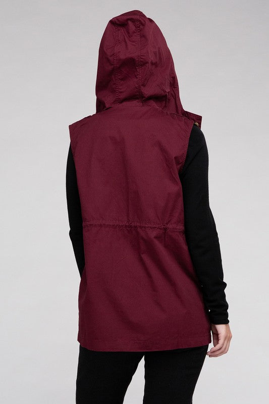 Drawstring Hoodie Vest