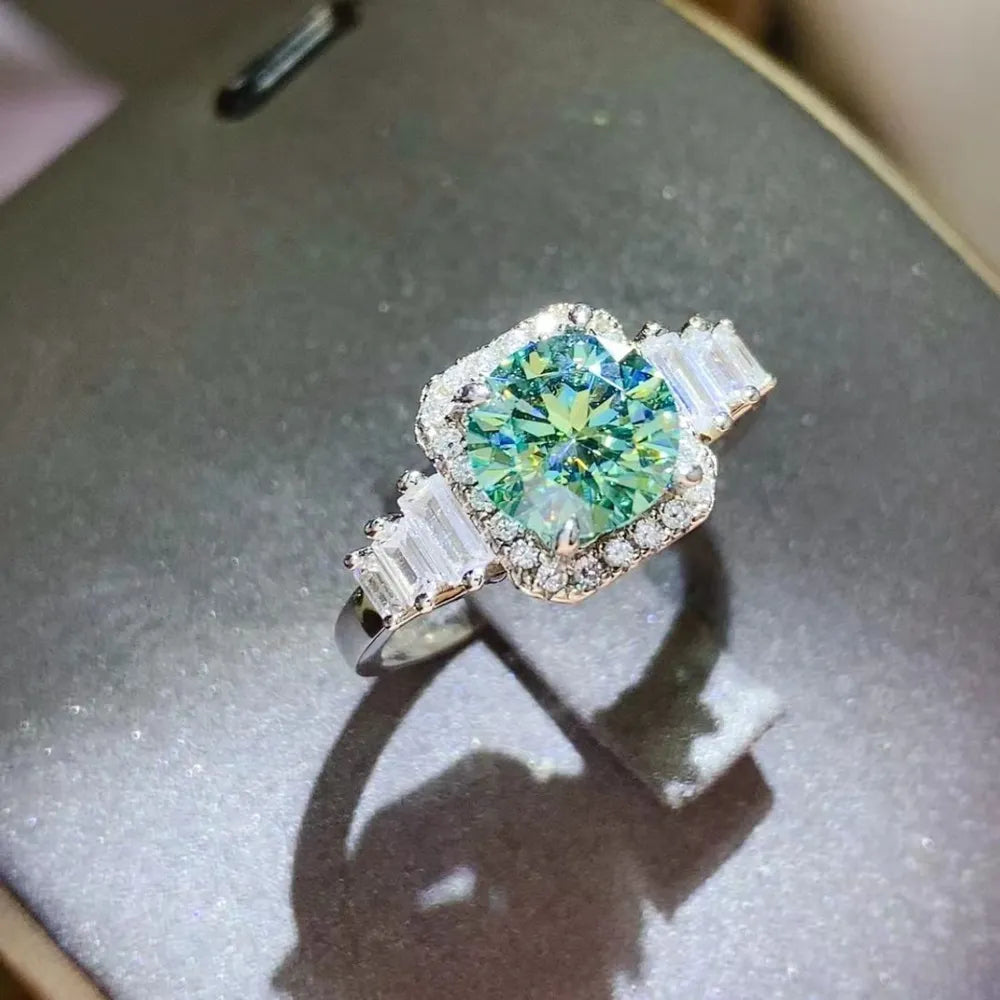 3 Carat Moissanite Sterling Silver Ring in Silver - women's ring