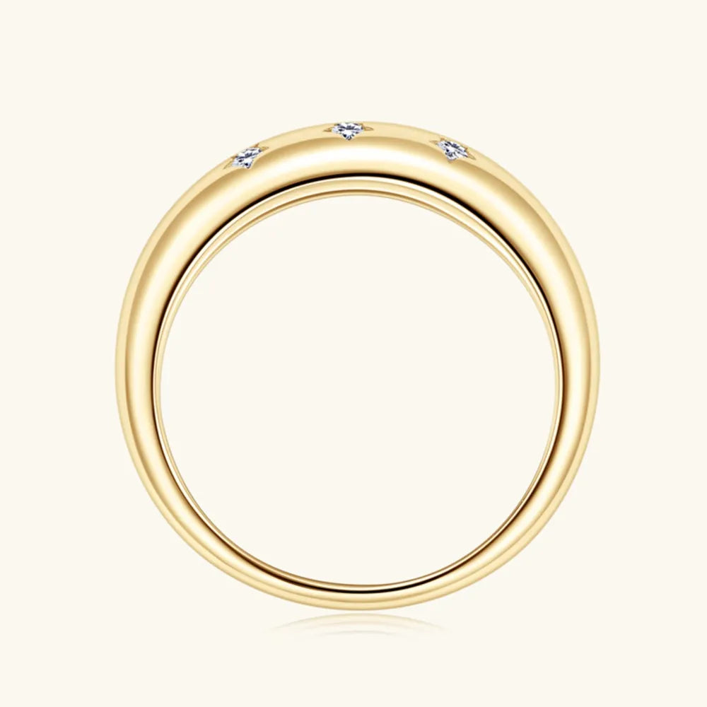 Sterling Silver Inlaid Moissanite Star Ring in Gold - women's ring