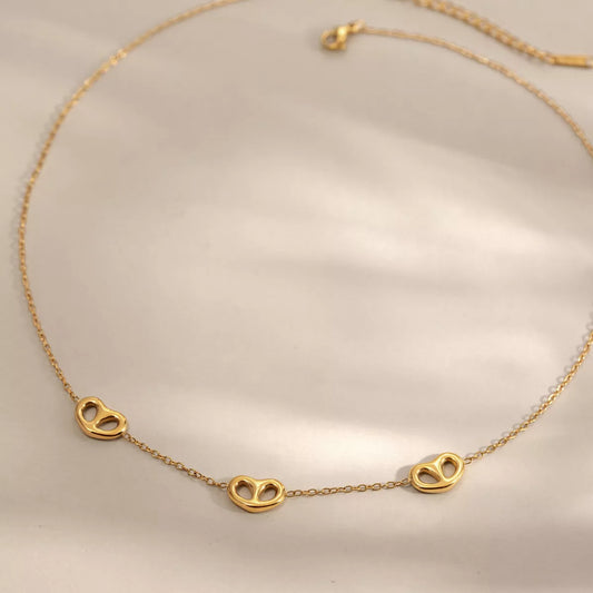 18K Gold-Plated Pig Nose Necklace - alternate necklace view