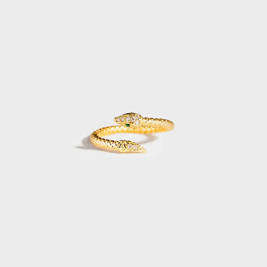 Snake Shape 18K Gold-Plated Bypass Ring in Gold - women's ring