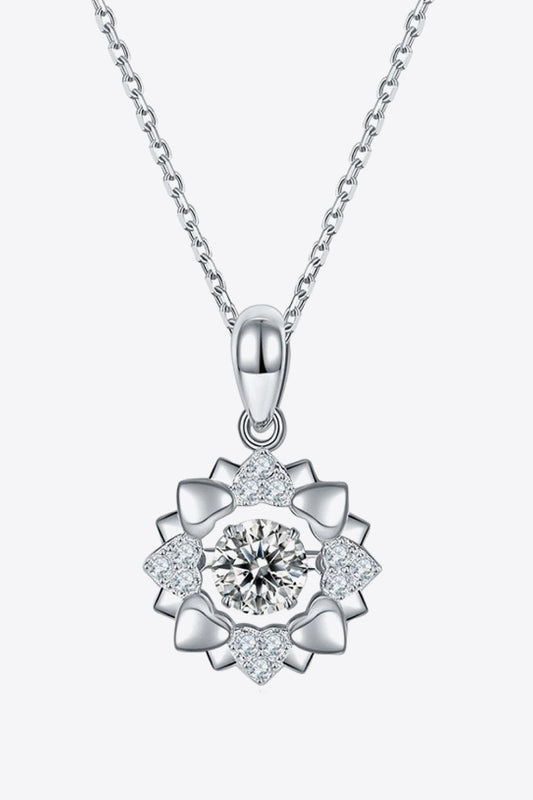 Moissanite Flower Shape Pendant Necklace in Silver - women's pendant necklace