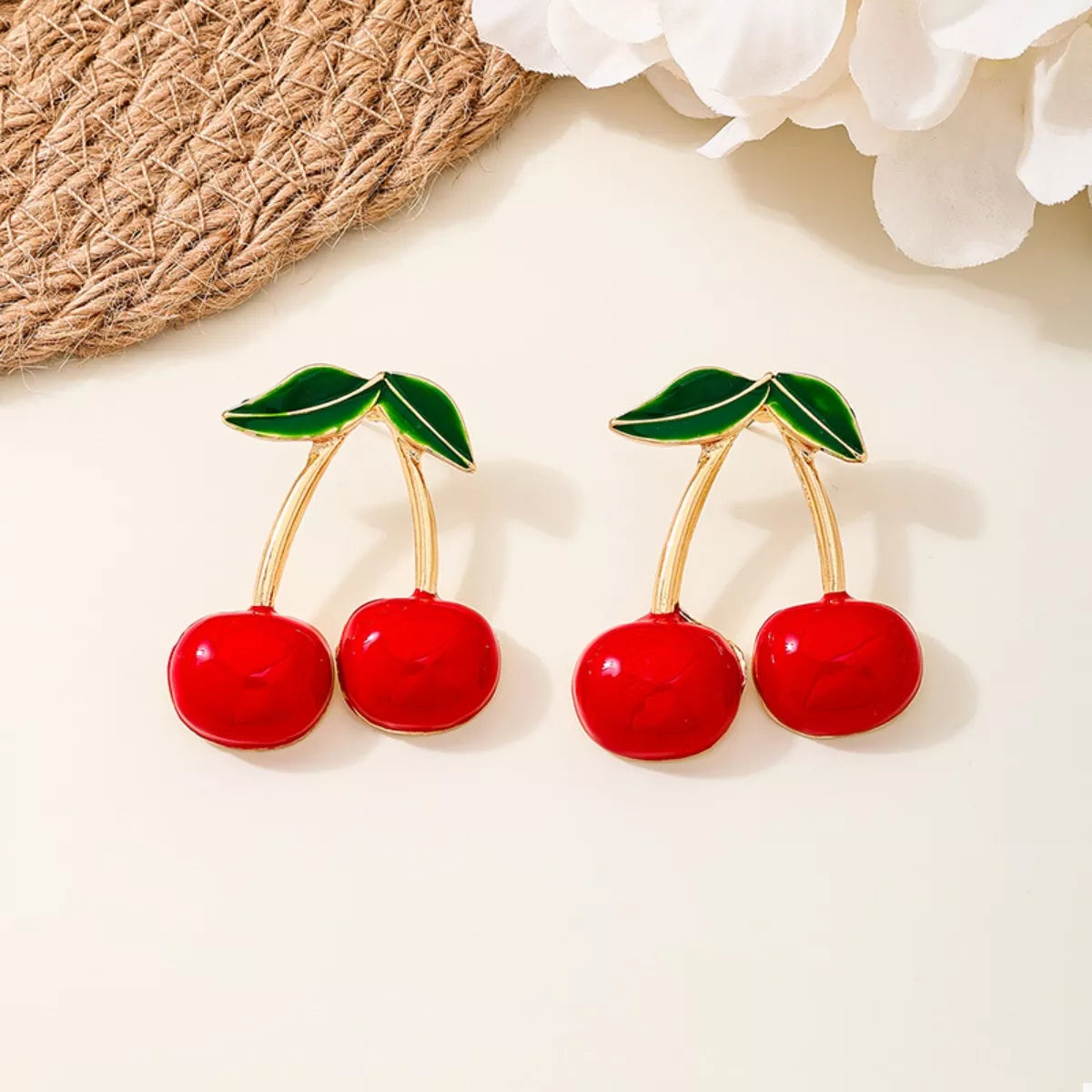 18K Gold-Plated Cherry Earrings - alternate earring view