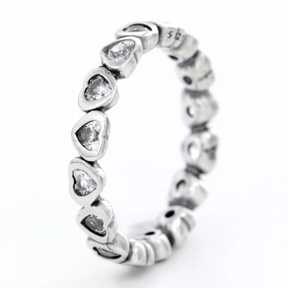 Sterling Silver Zircon Heart Ring in Silver - women's ring