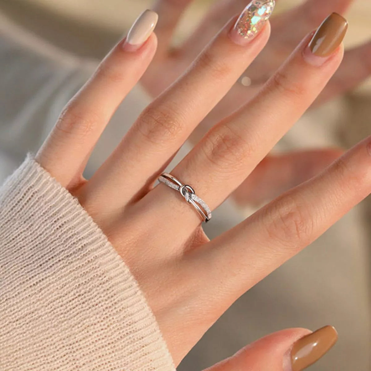 Sterling Silver Knot Ring - alternate ring view
