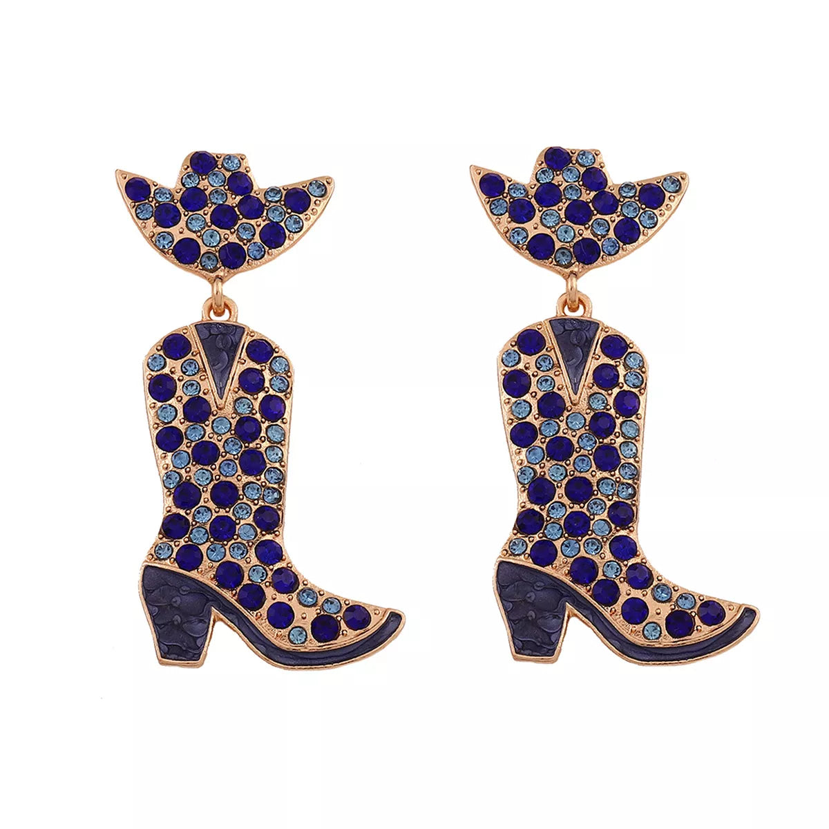 Rhinestone Cowboy Boot Dangle Earrings - alternate earring view