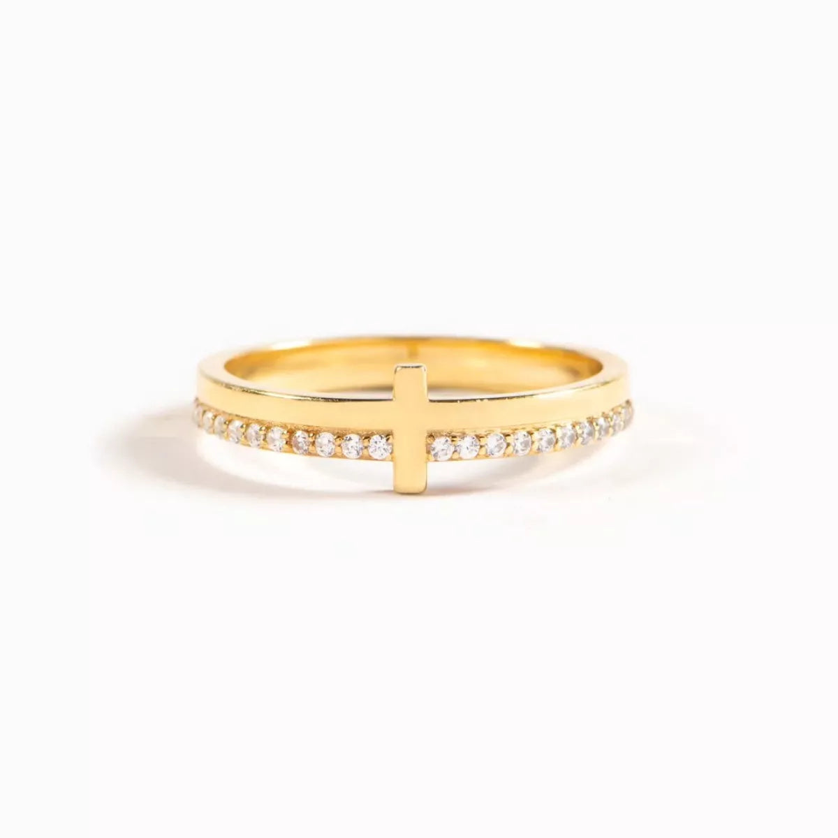 Sterling Silver Cross Ring in Gold - women's ring