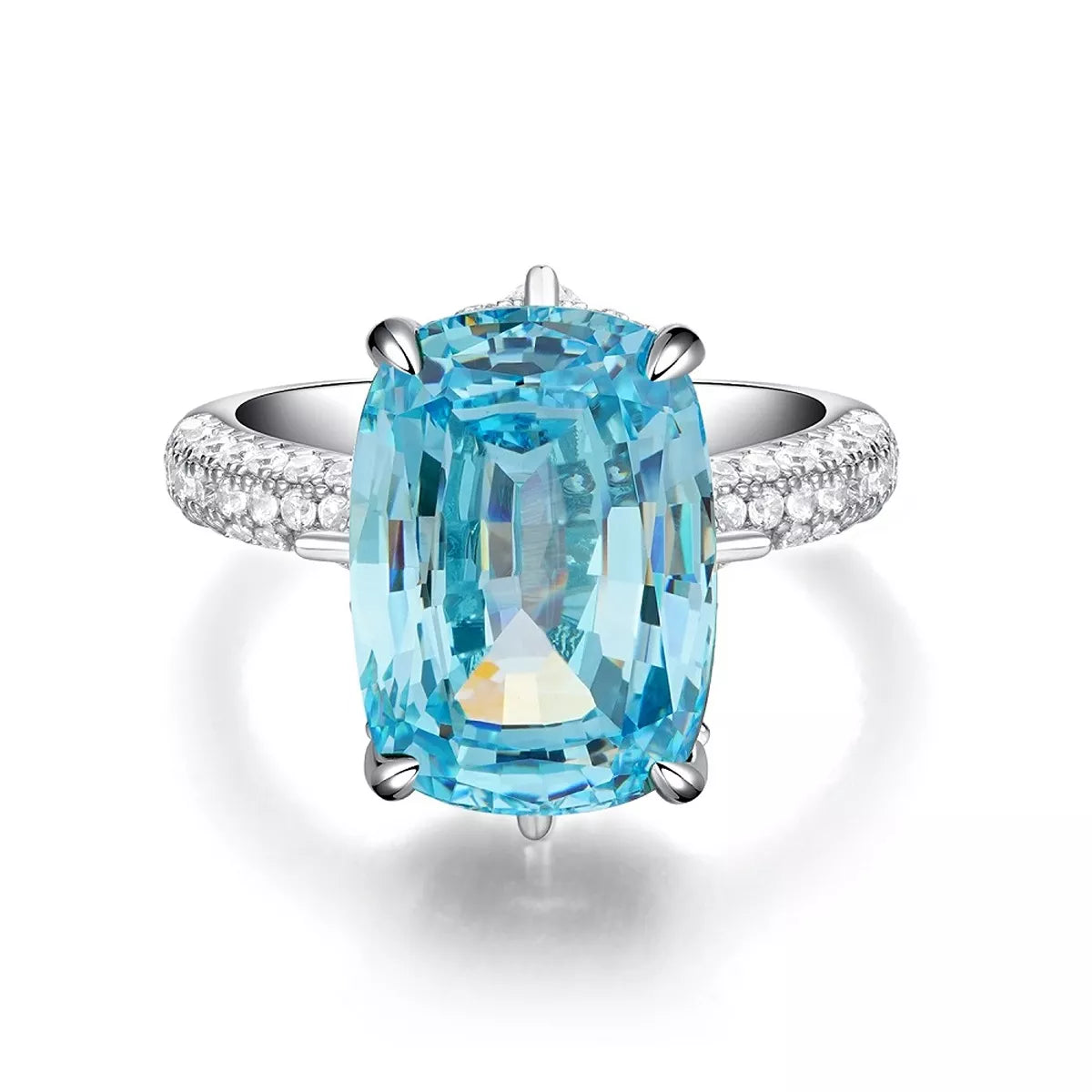 Sterling Silver Zircon Ring in Pastel Blue - women's ring