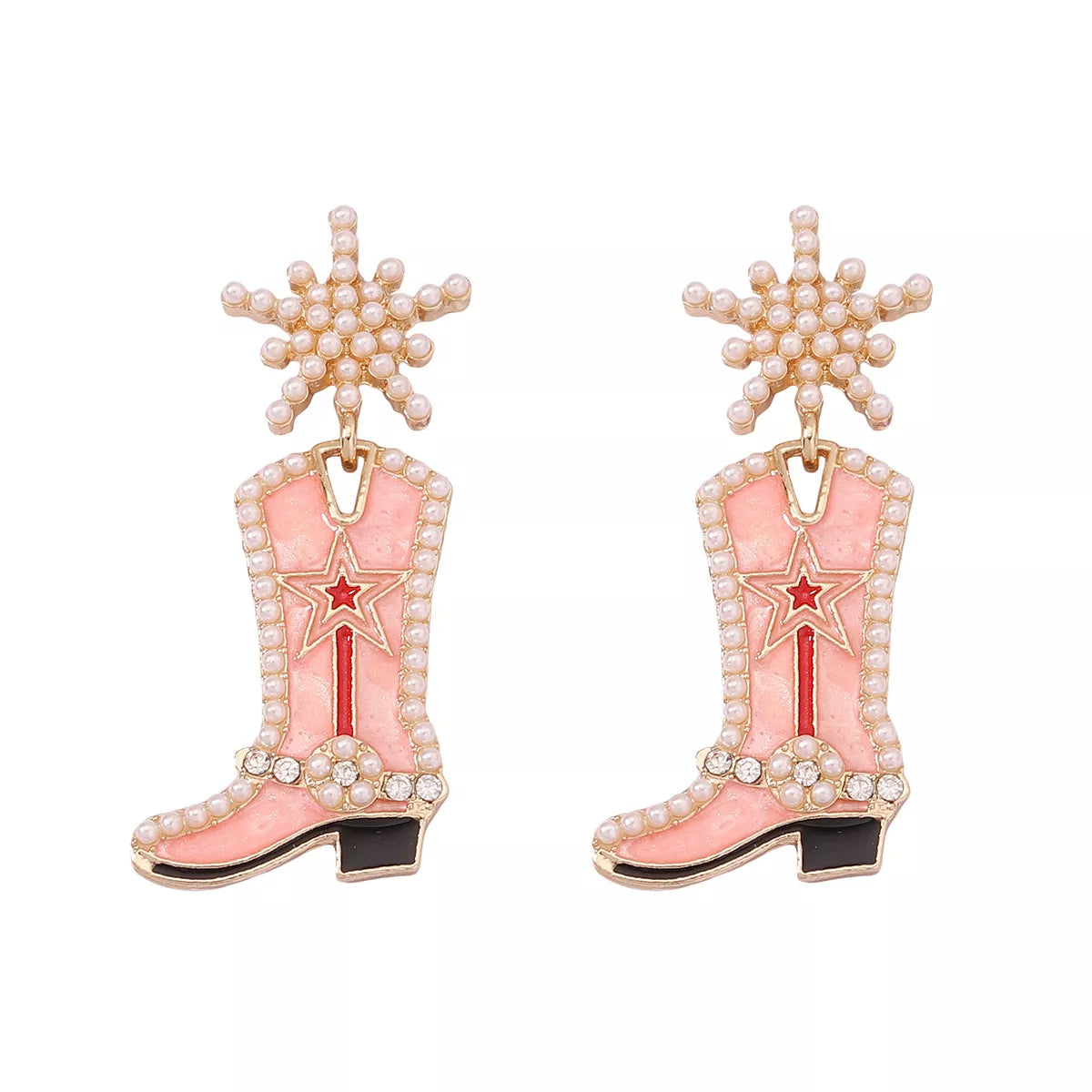 Cowgirl Boot Dangle Earrings in Pink - women's dangle earrings