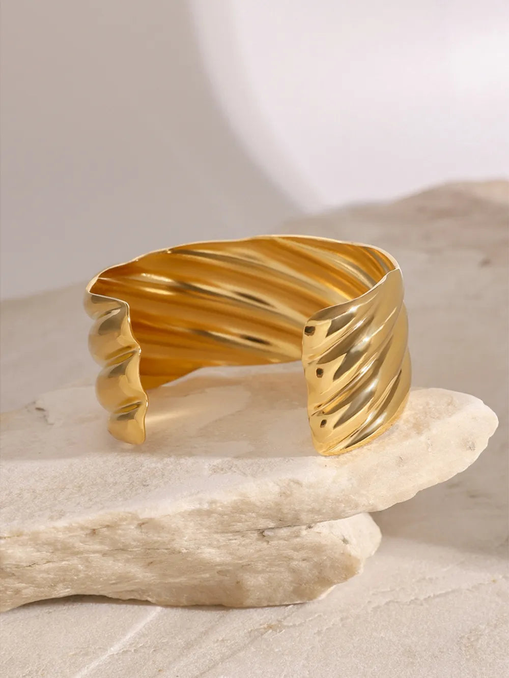 18K Gold-Plated Stainless Steel Open Ring - alternate ring view