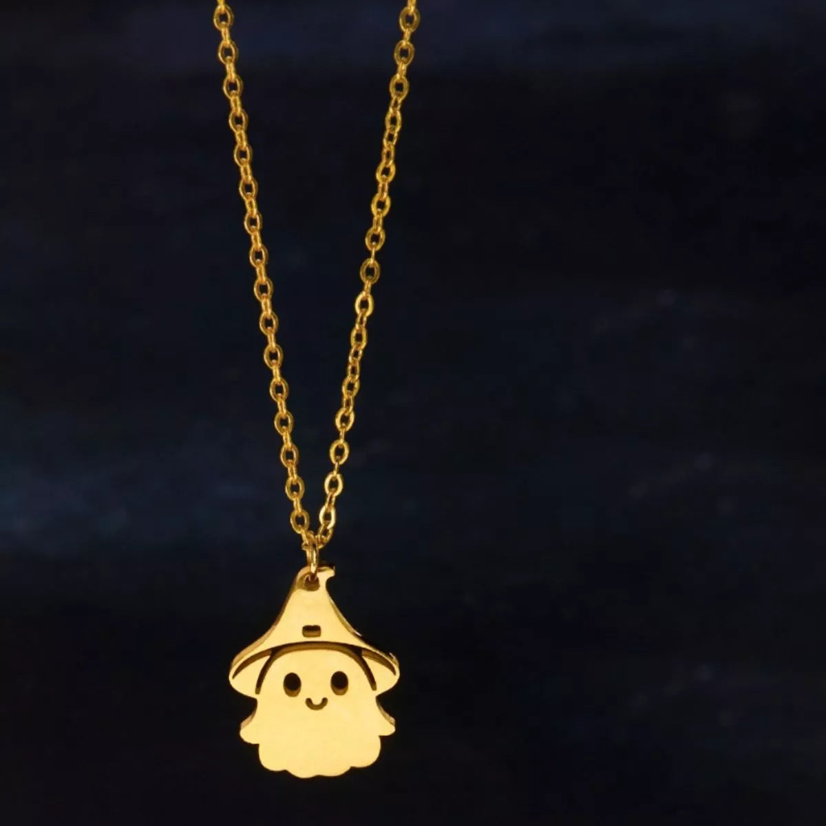 Halloween Ghost Pendant Necklace - alternate necklace view