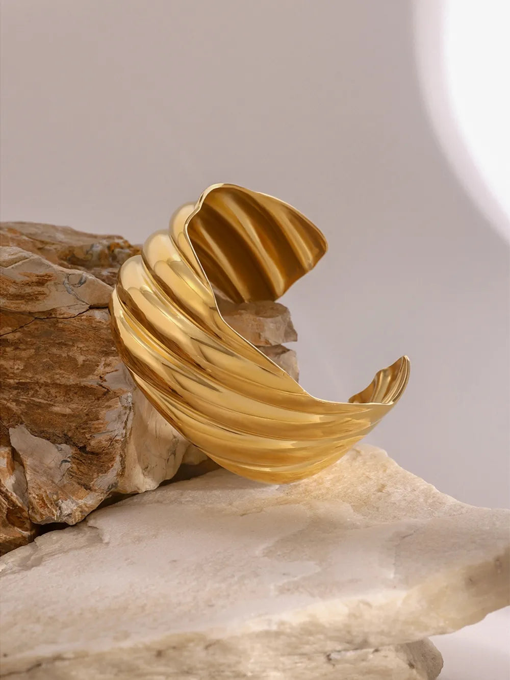 18K Gold-Plated Stainless Steel Open Ring - alternate ring view