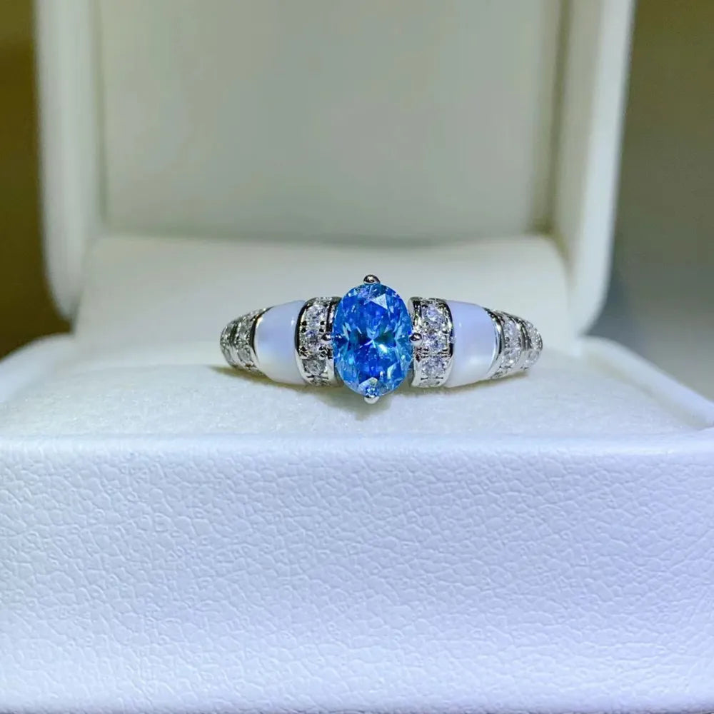 1 Carat Moissanite Sterling Silver Ring in Silver - women's ring