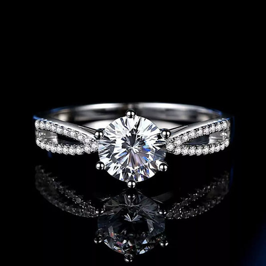 1 Carat Moissanite Sterling Silver Ring in Silver - women's ring