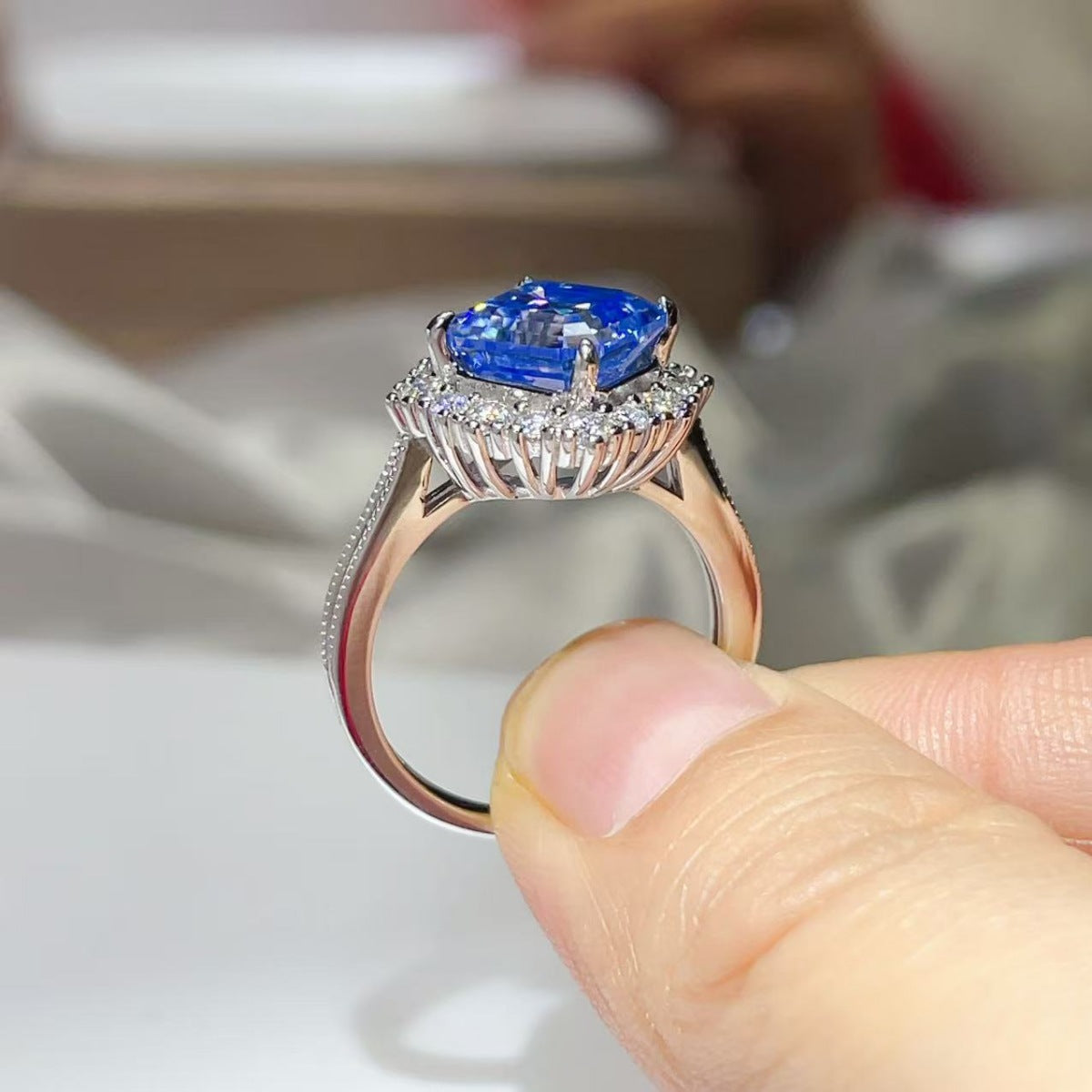 3 Carat Moissanite Sterling Silver Ring in Silver - women's ring