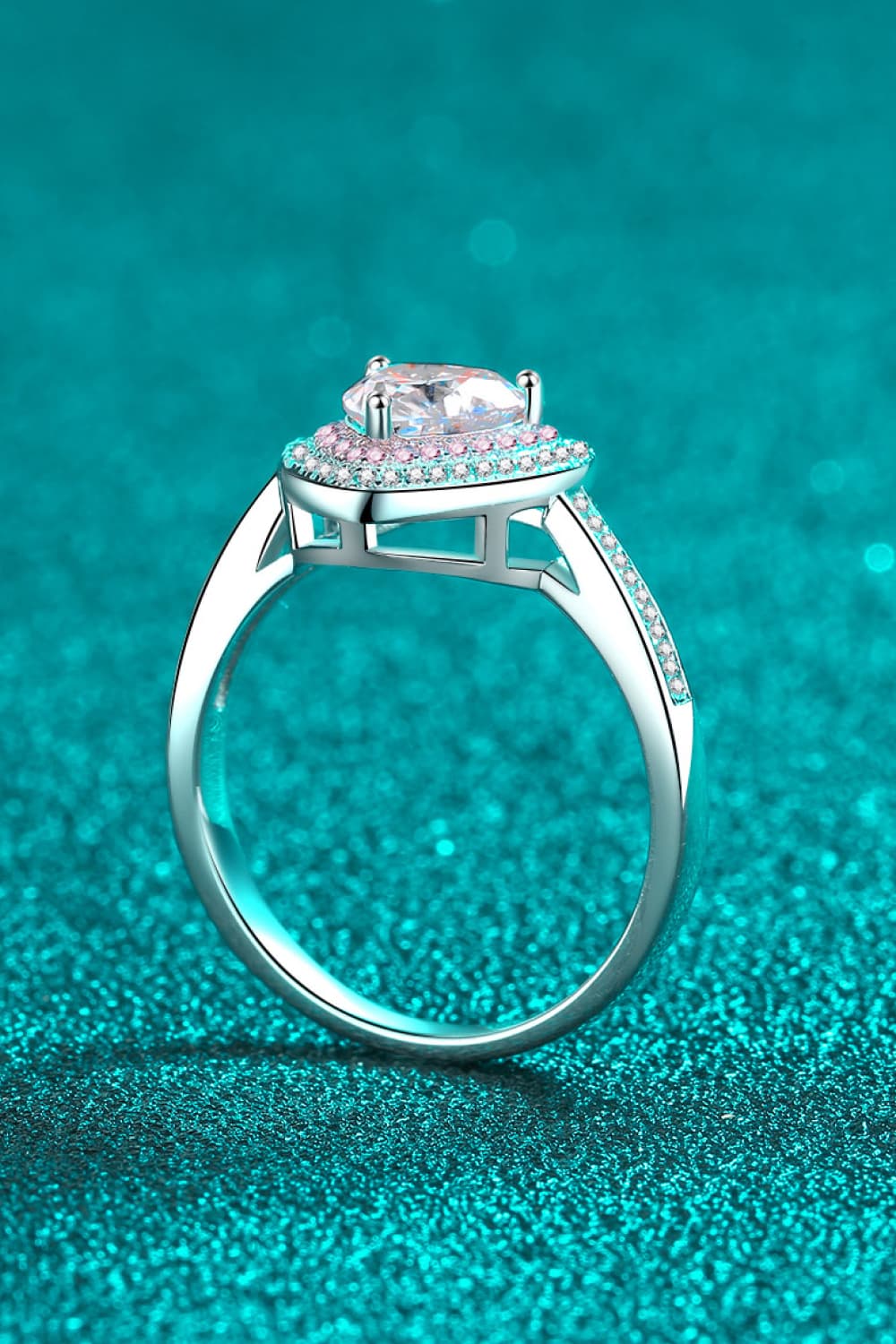1 Carat Moissanite Heart Sterling Silver Ring in Silver - women's ring