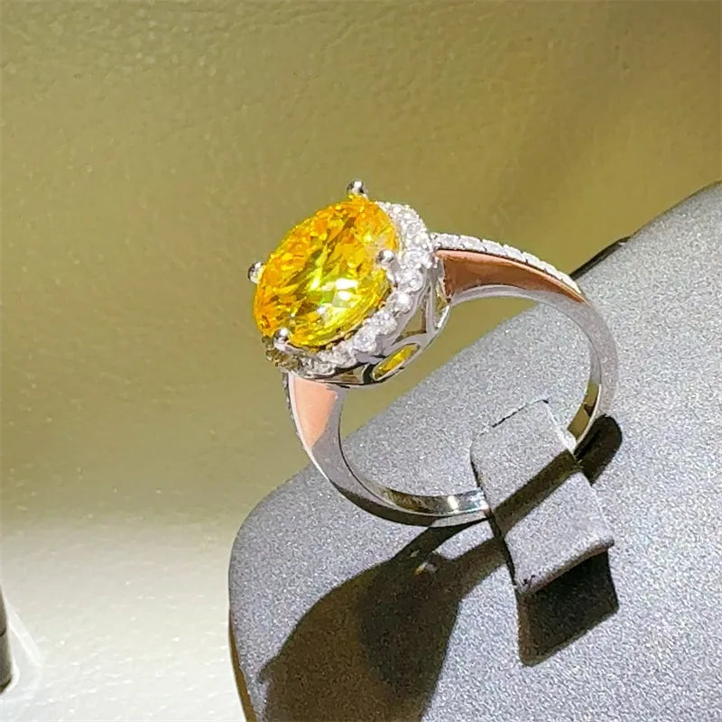3 Carat Moissanite Zircon Sterling Silver Ring in Silver - women's ring