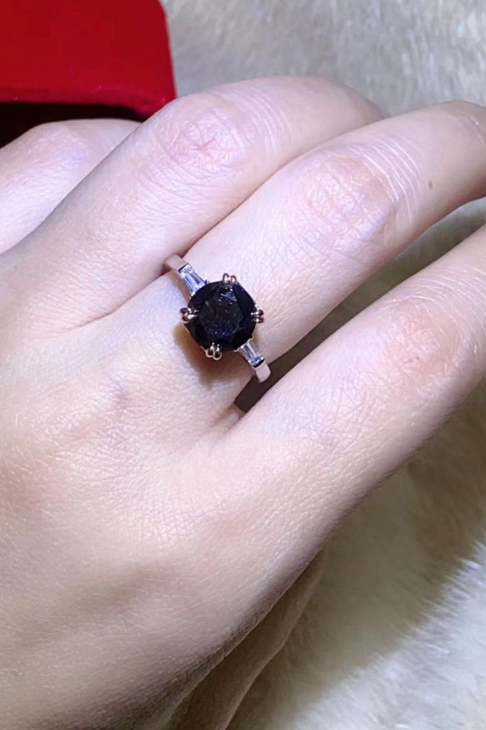 2 Carat Black Moissanite Platinum-Plated Ring in Black - women's ring