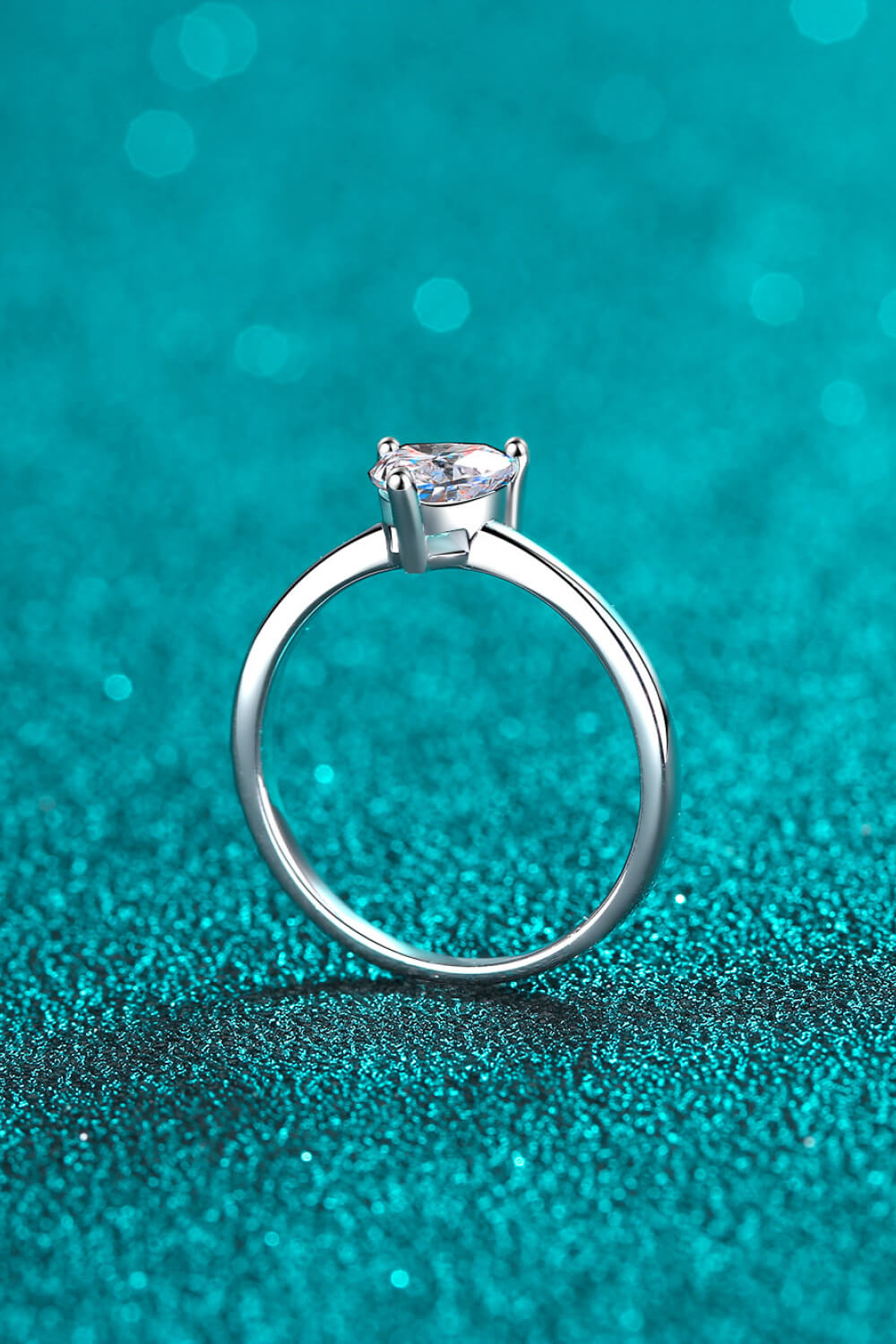 Sterling Silver Heart-Shaped Moissanite Solitaire Ring in Silver - women's solitaire ring